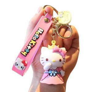 Hello Kitty Sanrio Pink Dress 3D Keychain Bag Charm Accessory Wristlet